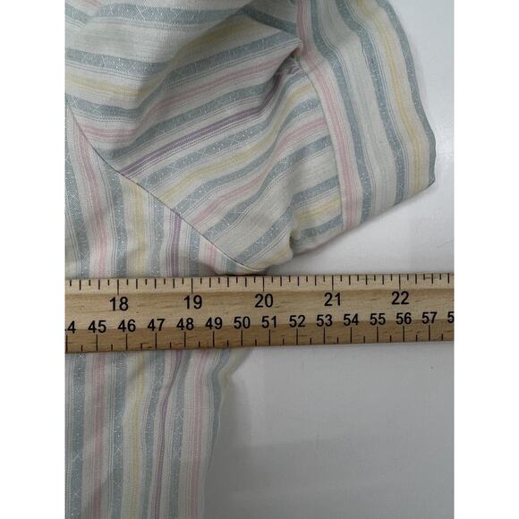 Womens Present Tense Shirt Size 13 White Striped Short Sleeve Button Up - Picture 8 of 9